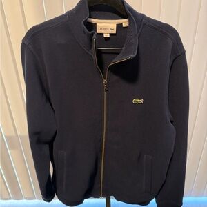 Lacoste Men’s Navy Full-Zip Piqué Track Jacket | Size Large